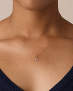 Diamond Script Alphabet Charm || option::14K Solid Gold, H