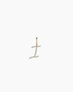 Diamond Script Alphabet Charm || option::14K Solid Gold, I