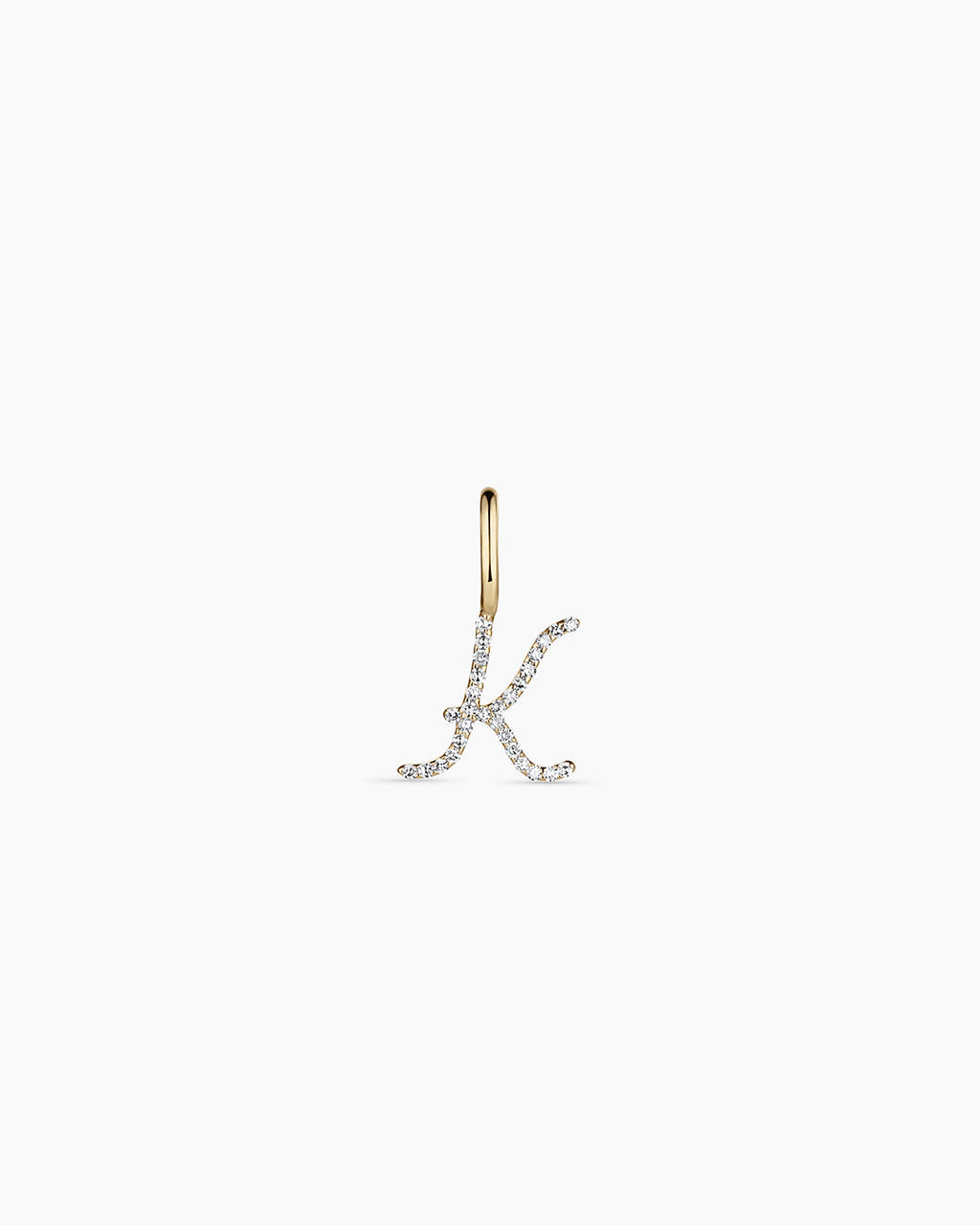 Diamond Script Alphabet Charm || option::14K Solid Gold, K