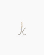 Diamond Script Alphabet Charm || option::14K Solid Gold, K
