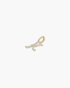 Diamond Script Alphabet Charm || option::14K Solid Gold, K