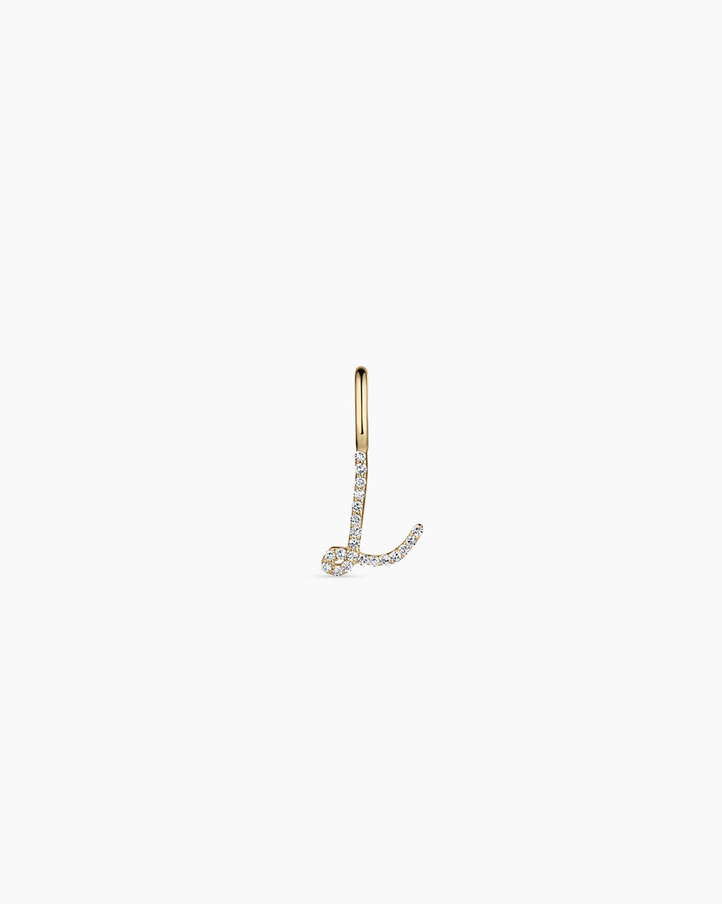 Diamond Script Alphabet Charm || option::14K Solid Gold, L