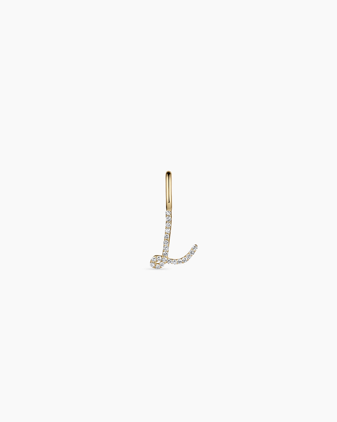 Diamond Script Alphabet Charm || option::14K Solid Gold, L