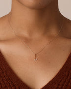 Diamond Script Alphabet Charm || option::14K Solid Gold, L