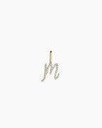 Diamond Script Alphabet Charm || option::14K Solid Gold, M