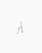 Diamond Script Alphabet Charm || option::14K Solid Gold, N