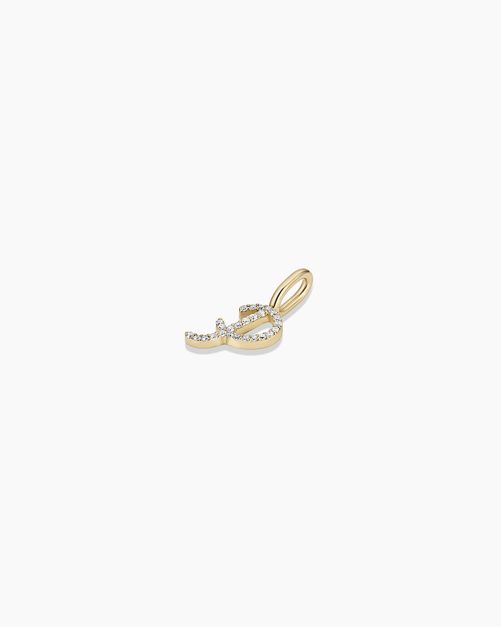 Diamond Script Alphabet Charm || option::14K Solid Gold, P
