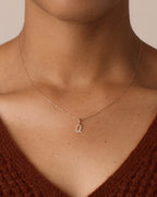 Diamond Script Alphabet Charm || option::14K Solid Gold, Q