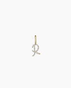 Diamond Script Alphabet Charm || option::14K Solid Gold, R
