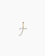 Diamond Script Alphabet Charm || option::14K Solid Gold, T