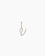 Diamond Script Alphabet Charm || option::14K Solid Gold, V