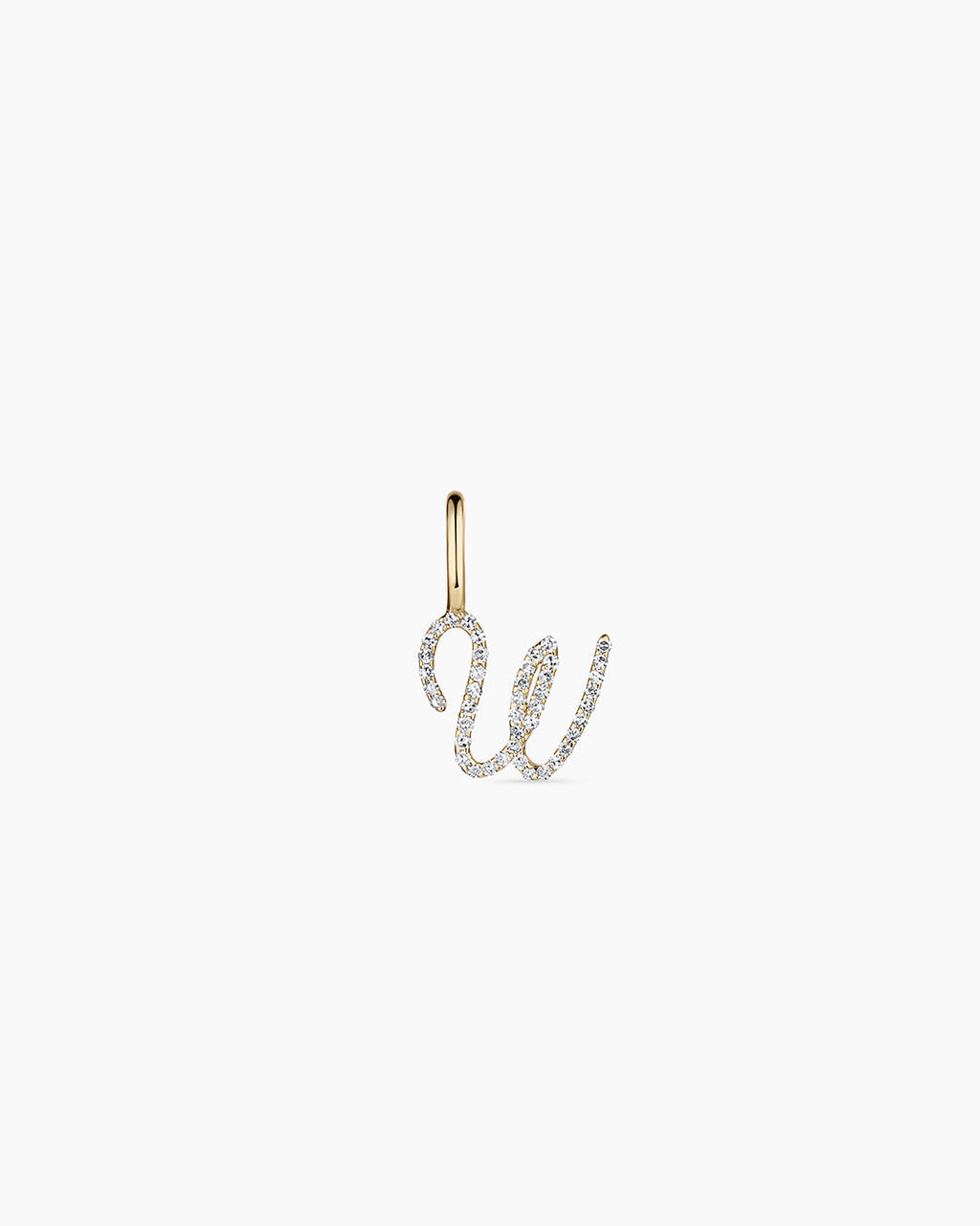 Diamond Script Alphabet Charm || option::14K Solid Gold, W