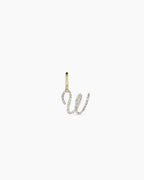 Diamond Script Alphabet Charm || option::14K Solid Gold, W