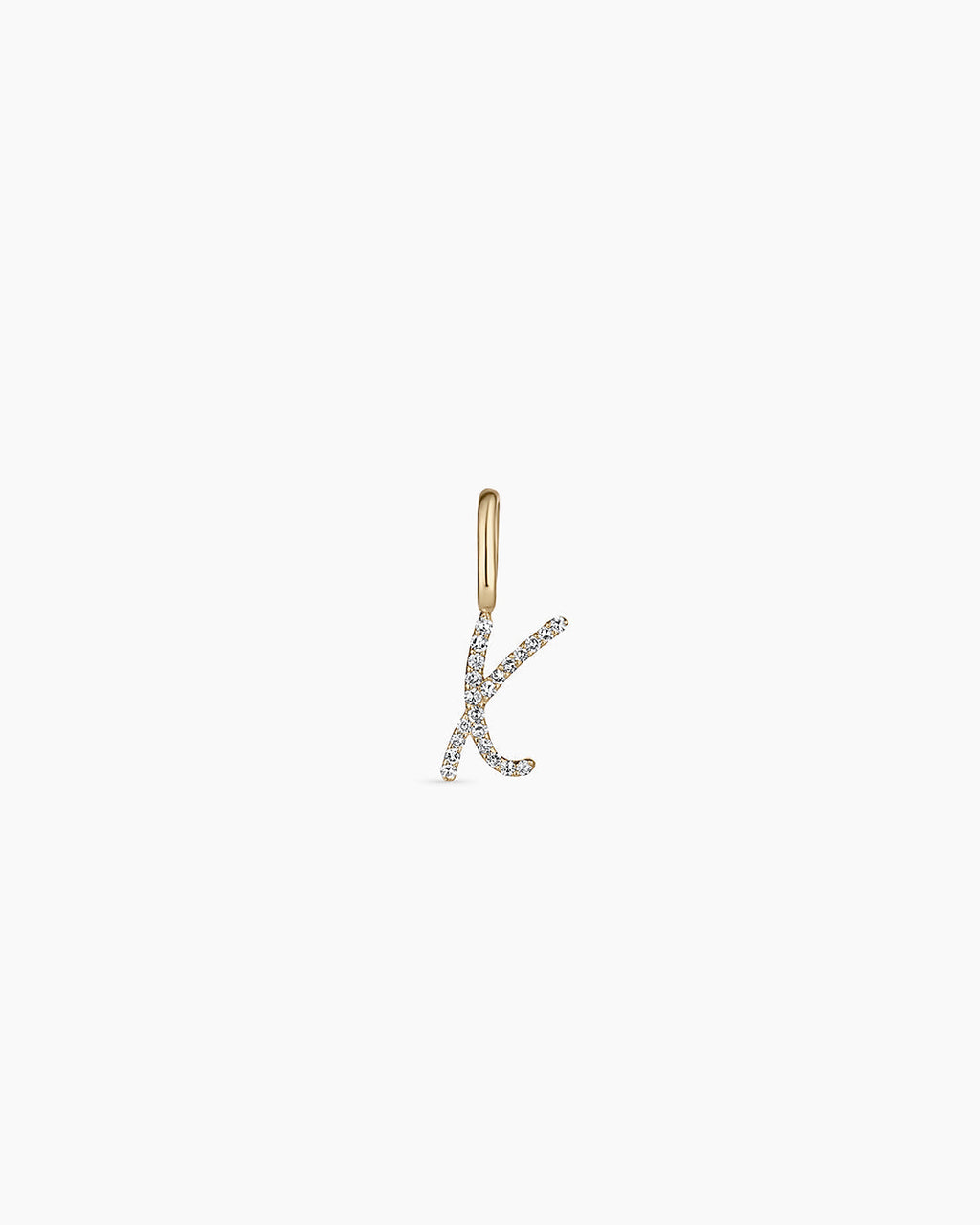 Diamond Script Alphabet Charm || option::14K Solid Gold, X