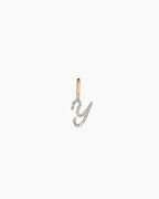 Diamond Script Alphabet Charm || option::14K Solid Gold, Y