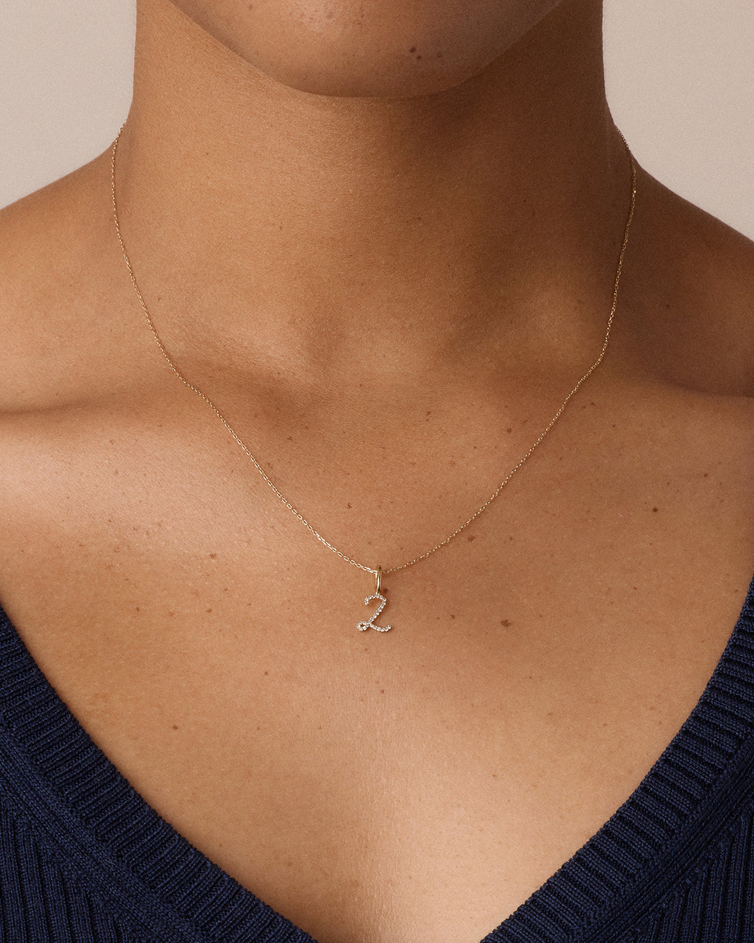 Diamond Script Alphabet Charm || option::14K Solid Gold, Z