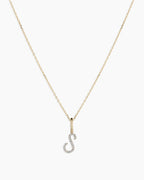 Diamond Script Alphabet Charm Necklace || option::14K Solid Gold, S