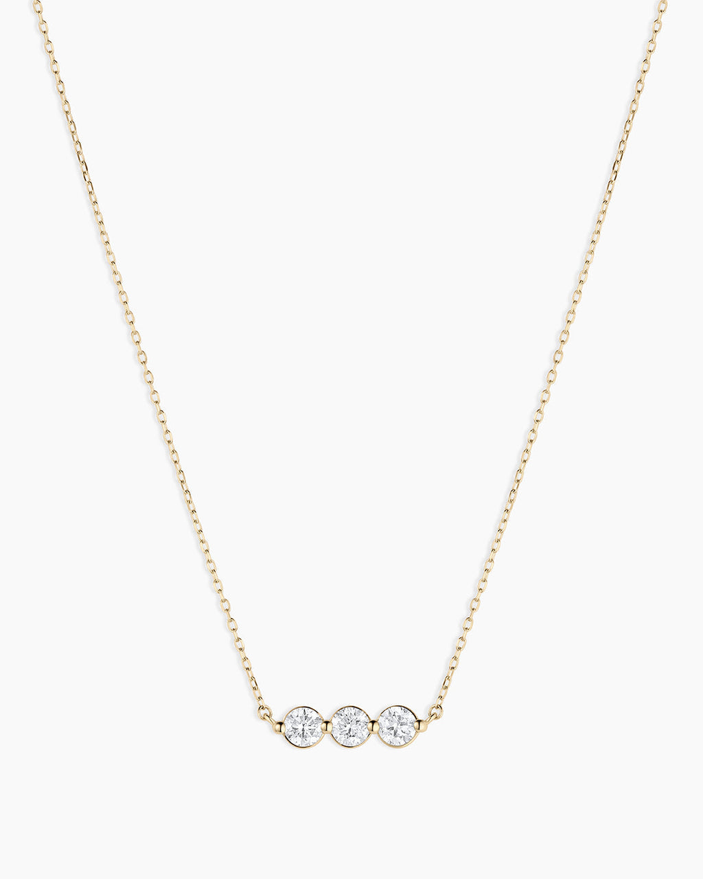 Lab Grown Diamond Halo Row Necklace || option::14K Solid Gold