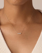 Lab Grown Diamond Halo Row Necklace || option::14K Solid Gold