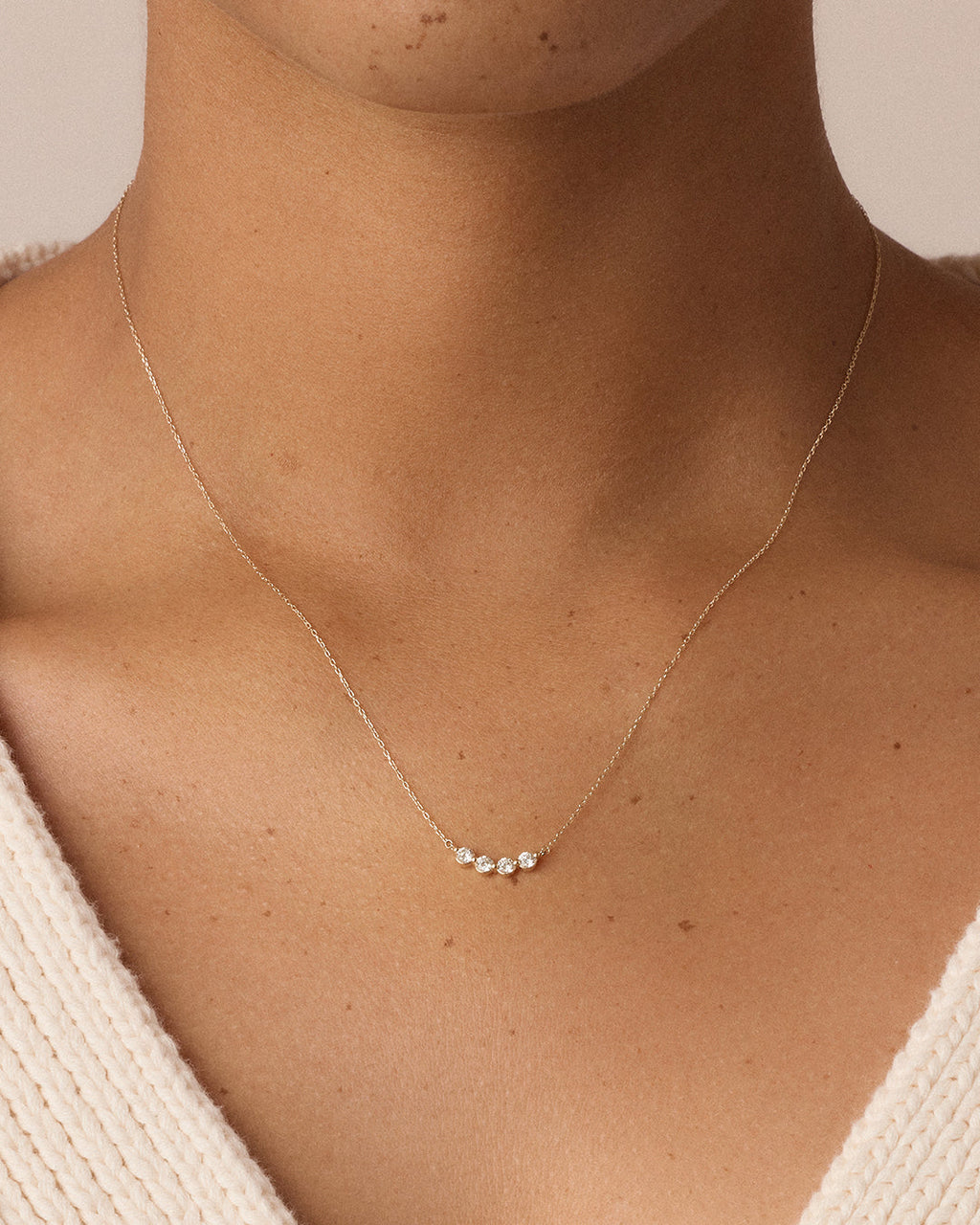 Lab Grown Diamond Halo Cluster Necklace || option::14K Solid Gold