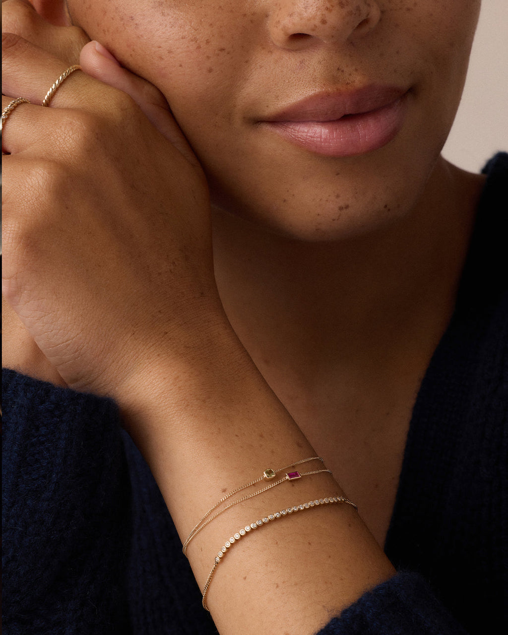 14K Gold Wilder Birthstone Bracelet || option::14K Solid Gold, Peridot - August
