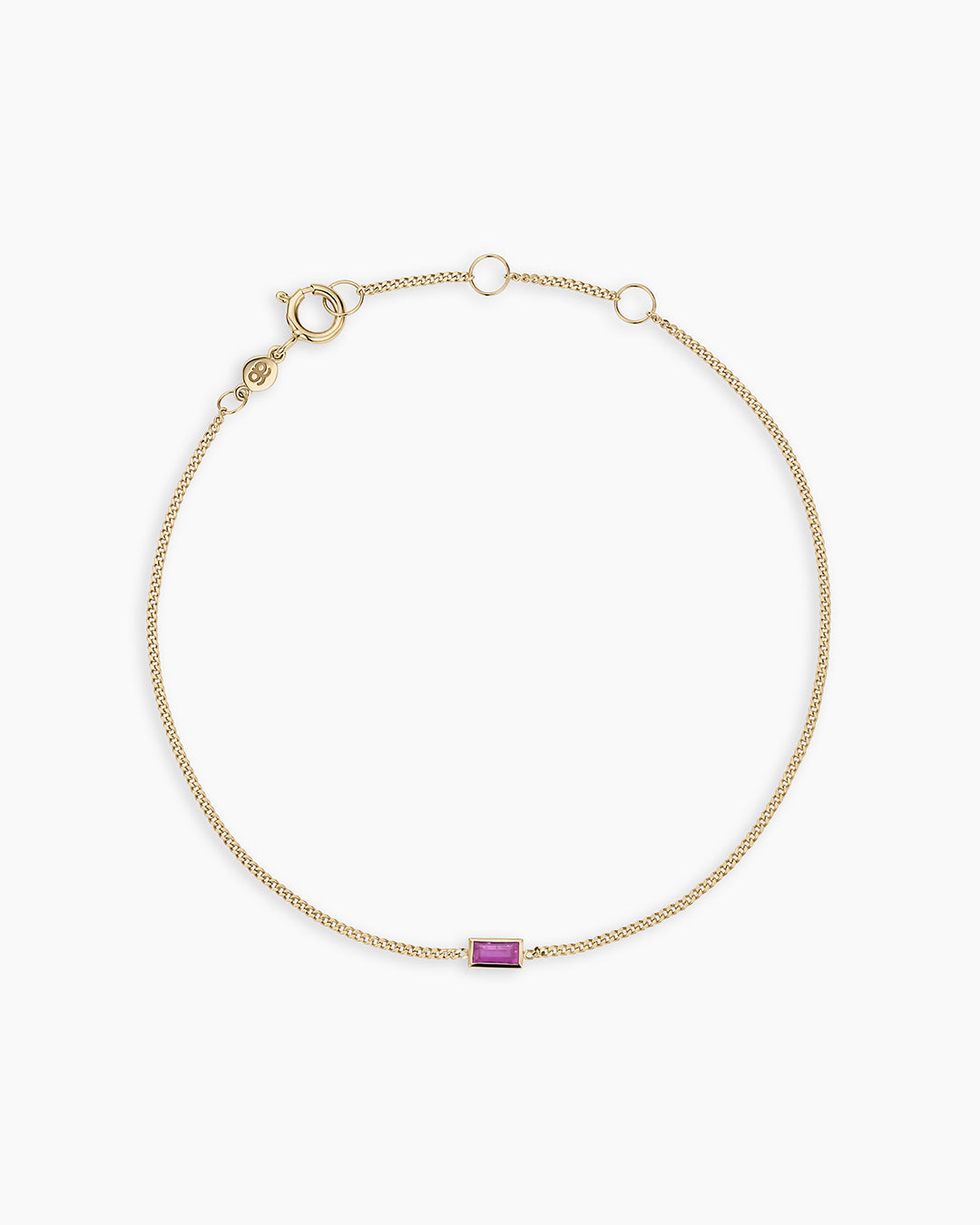 14K Gold Wilder Birthstone Bracelet || option::14K Solid Gold, Ruby - July