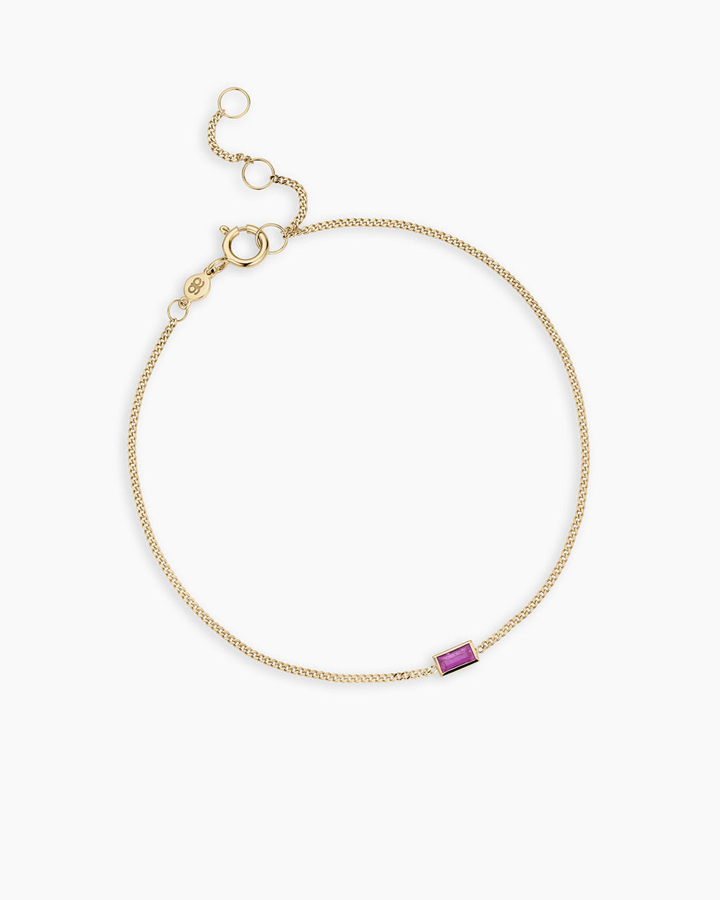 14K Gold Wilder Birthstone Bracelet || option::14K Solid Gold, Ruby - July