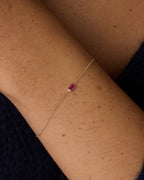 14K Gold Wilder Birthstone Bracelet || option::14K Solid Gold, Ruby - July