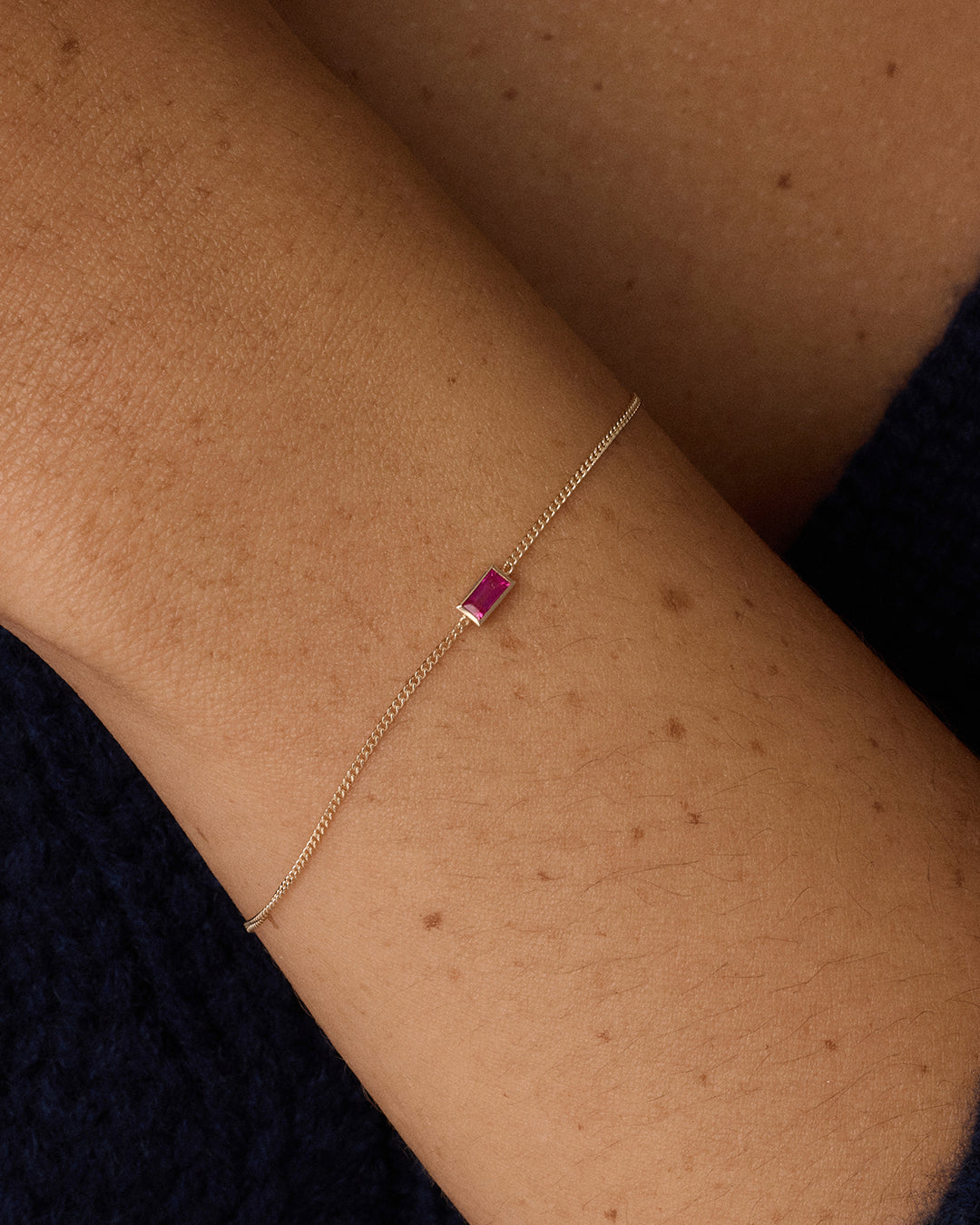 14K Gold Wilder Birthstone Bracelet || option::14K Solid Gold, Ruby - July