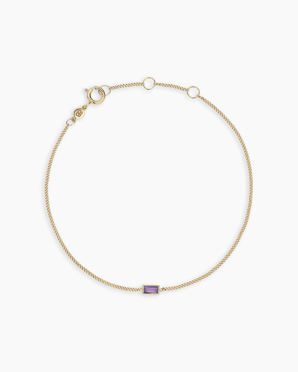 x14K Gold Wilder Birthstone Bracelet || option::14K Solid Gold, Amethyst - February