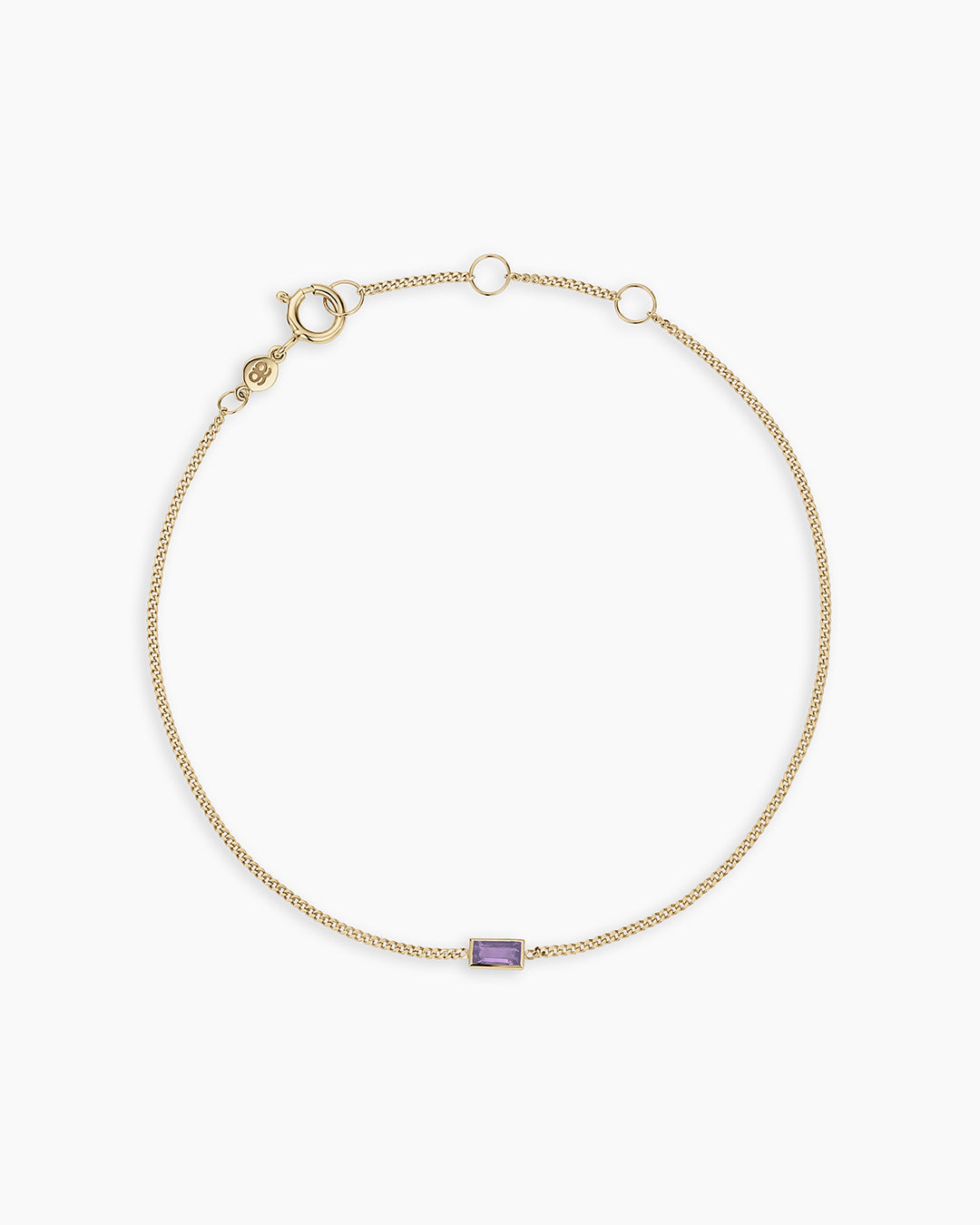 x14K Gold Wilder Birthstone Bracelet || option::14K Solid Gold, Amethyst - February