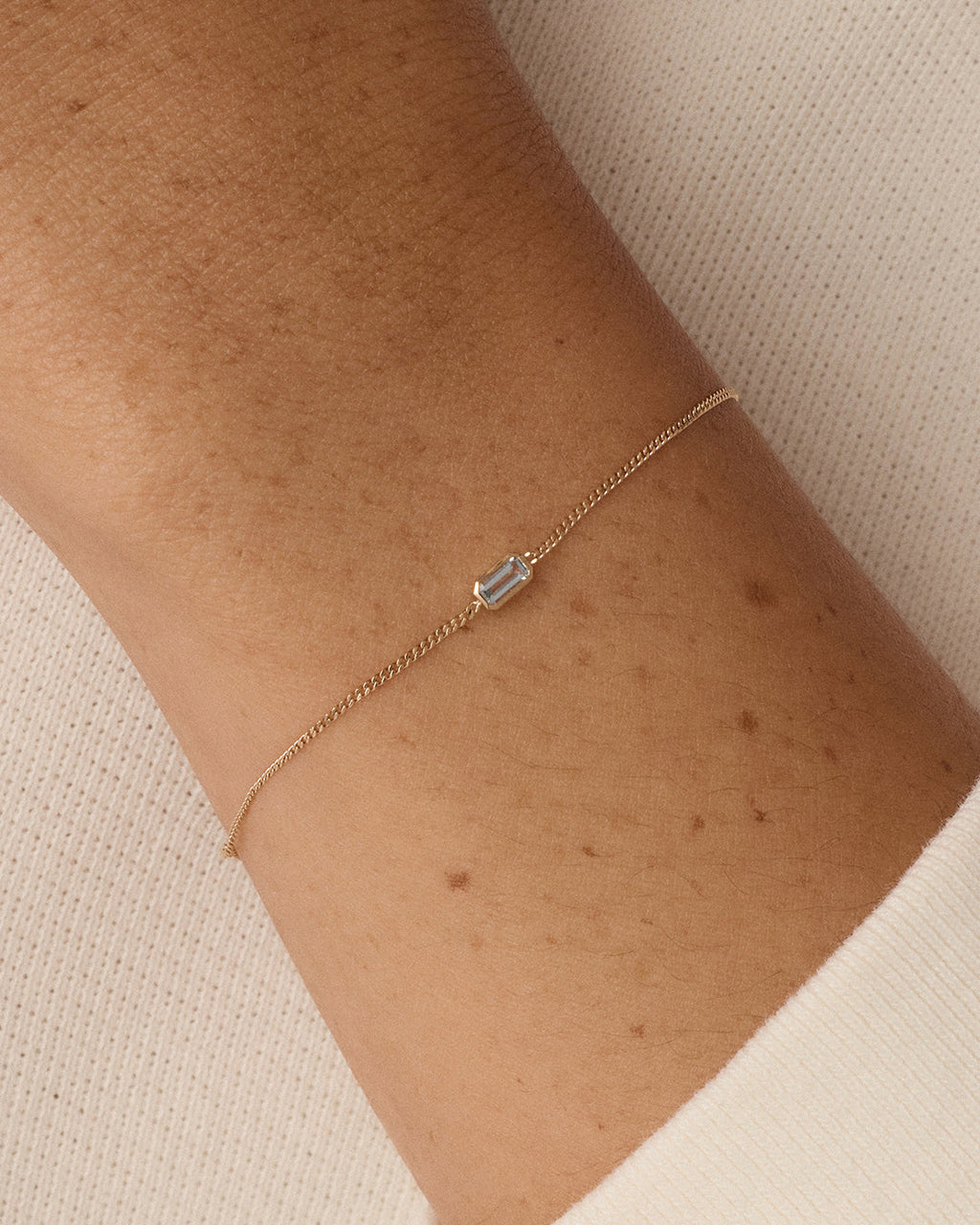 14K Gold Wilder Birthstone Bracelet || option::14K Solid Gold, Aquamarine - March