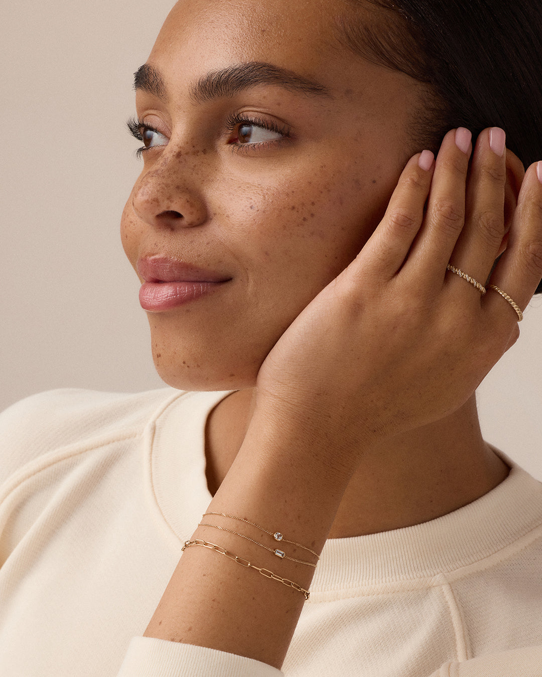 14K Gold Wilder Birthstone Bracelet || option::14K Solid Gold, Aquamarine - March