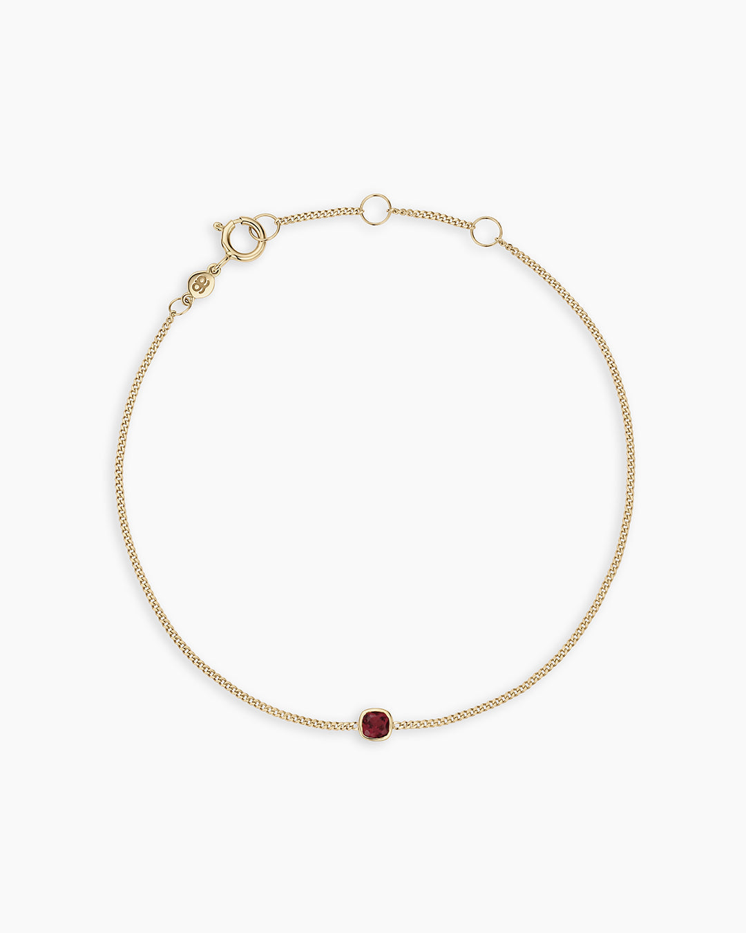 14K Gold Wilder Birthstone Bracelet || option::14K Solid Gold, Garnet - January