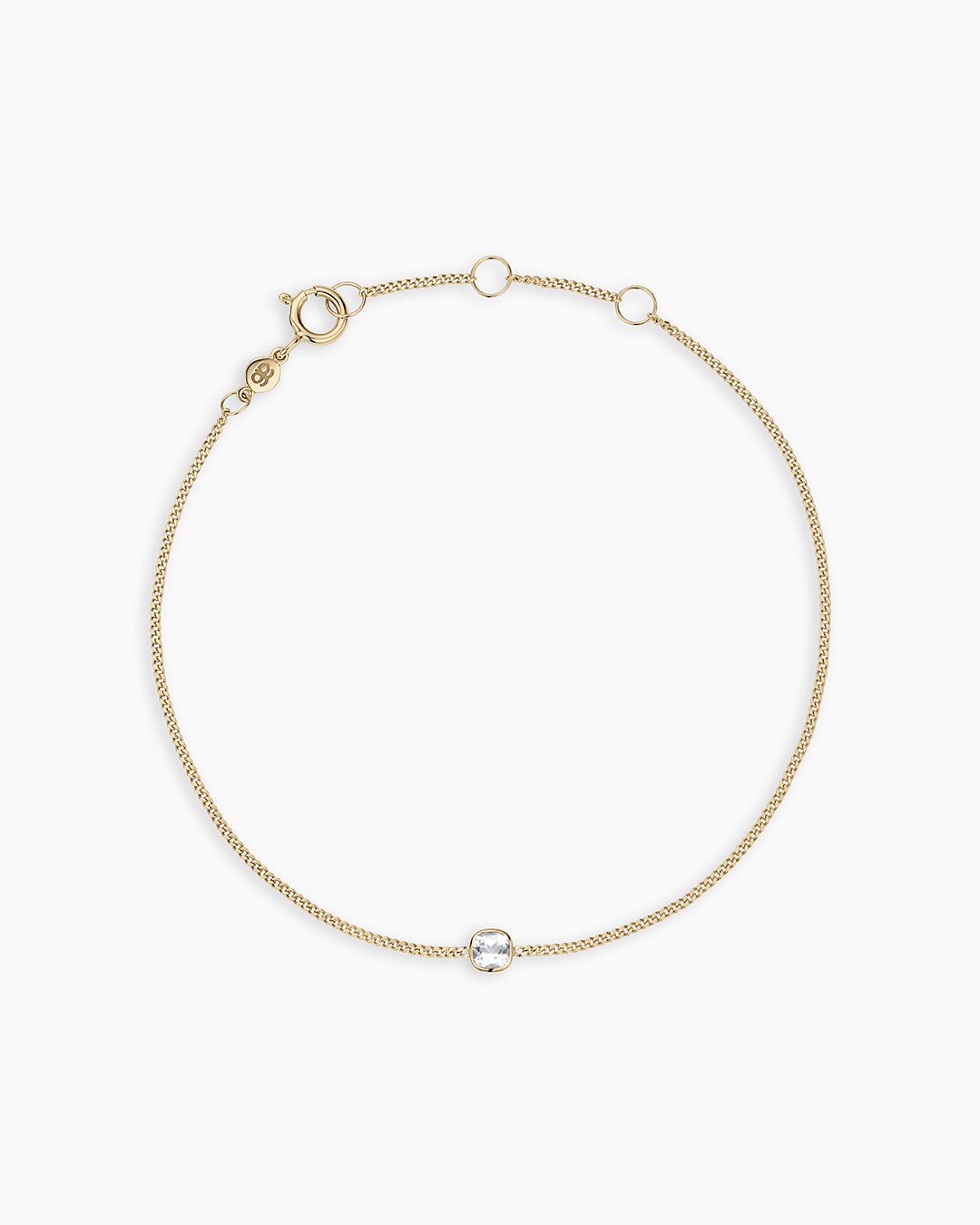14K Gold Wilder Birthstone Bracelet || option::14K Solid Gold, White Topaz - April