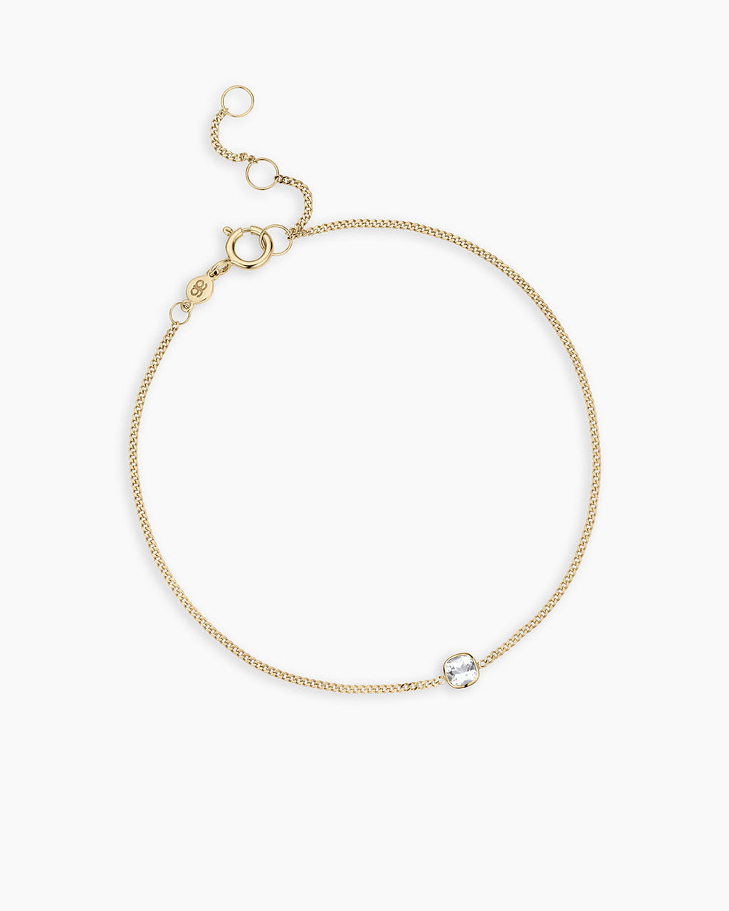 14K Gold Wilder Birthstone Bracelet || option::14K Solid Gold, White Topaz - April