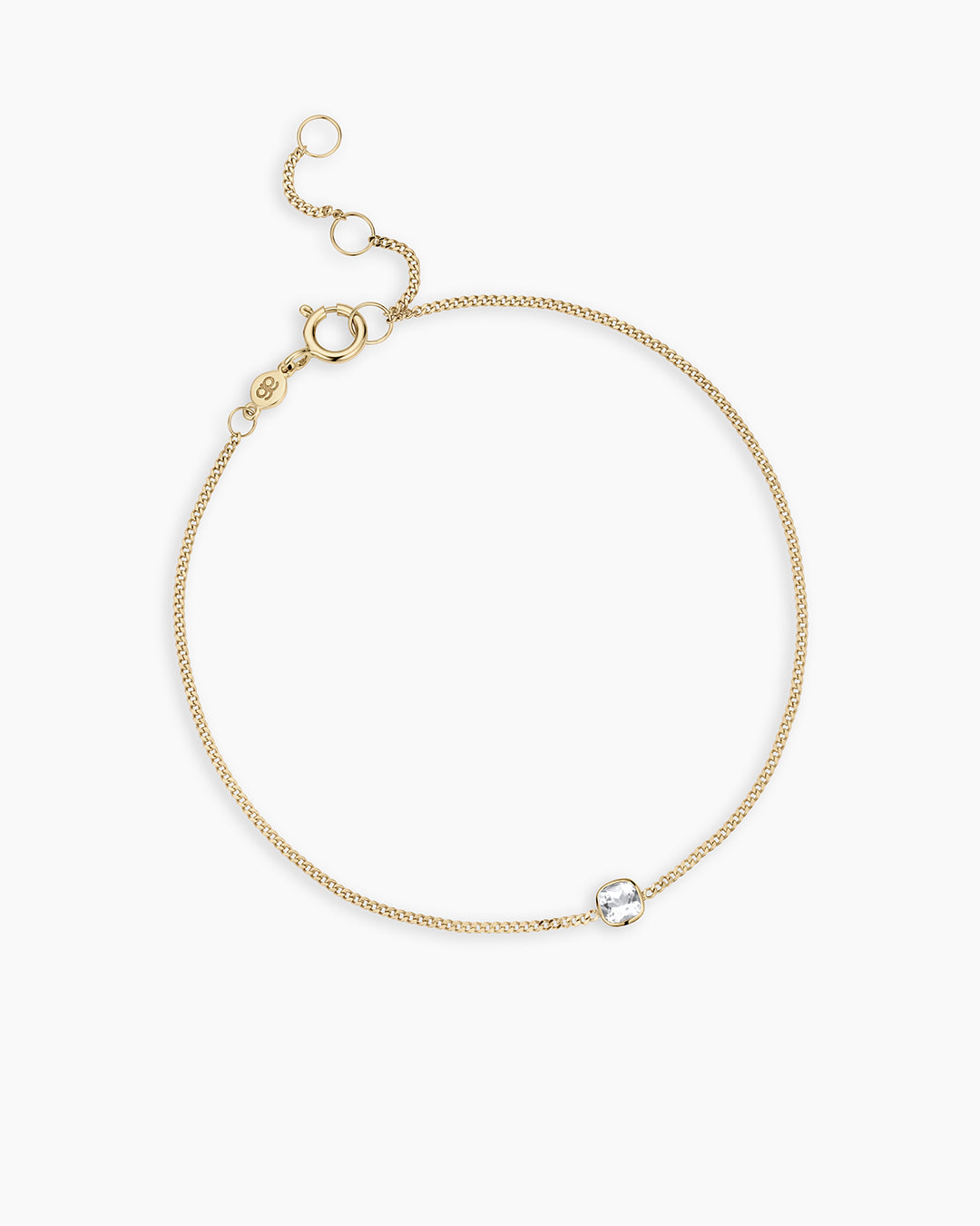 14K Gold Wilder Birthstone Bracelet || option::14K Solid Gold, White Topaz - April