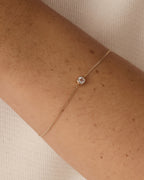 14K Gold Wilder Birthstone Bracelet || option::14K Solid Gold, White Topaz - April