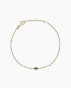 14K Gold Wilder Birthstone Bracelet || option::14K Solid Gold, Green Agate - May