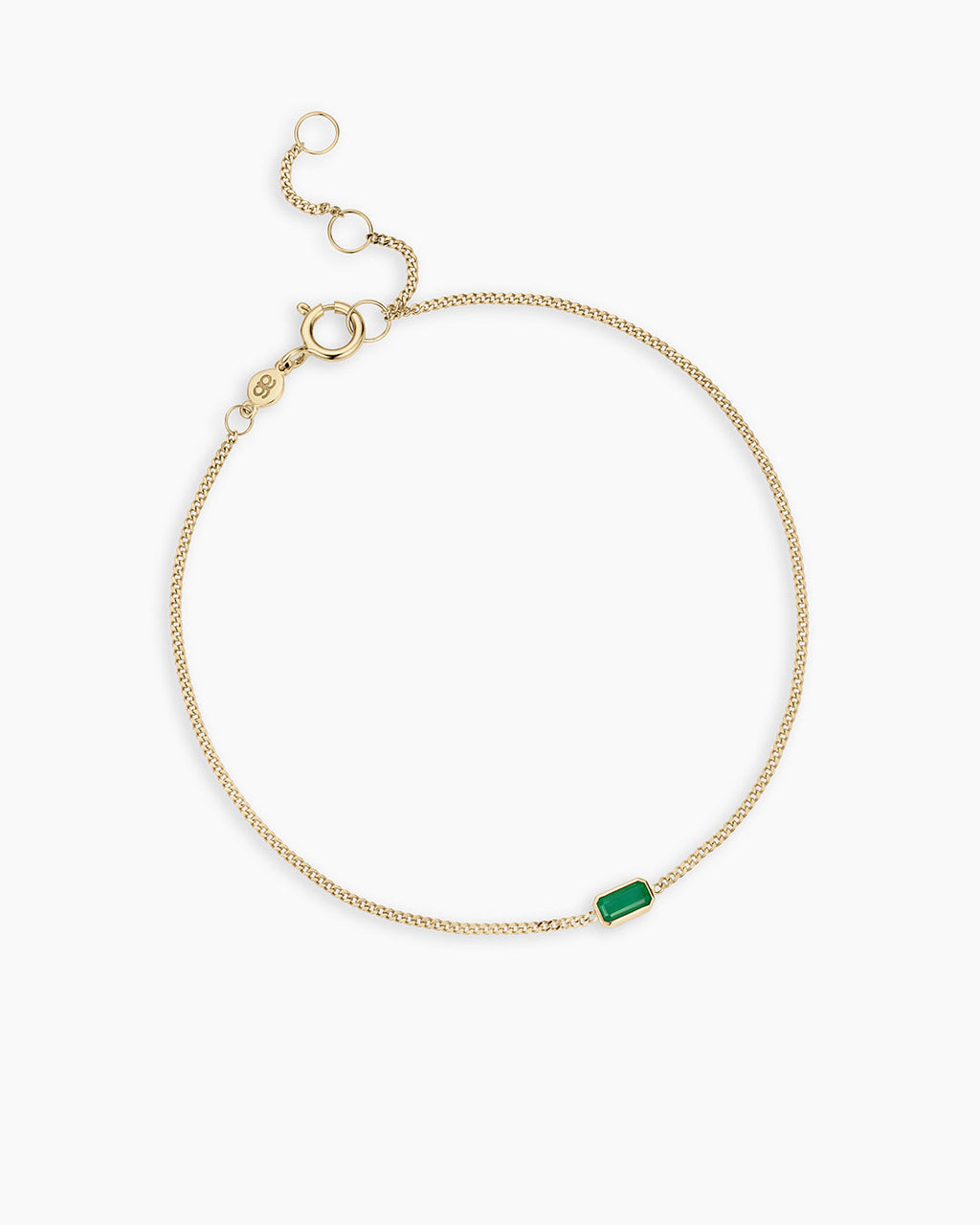 14K Gold Wilder Birthstone Bracelet || option::14K Solid Gold, Green Agate - May