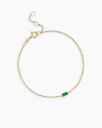 14K Gold Wilder Birthstone Bracelet || option::14K Solid Gold, Green Agate - May