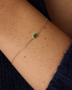14K Gold Wilder Birthstone Bracelet || option::14K Solid Gold, Green Agate - May