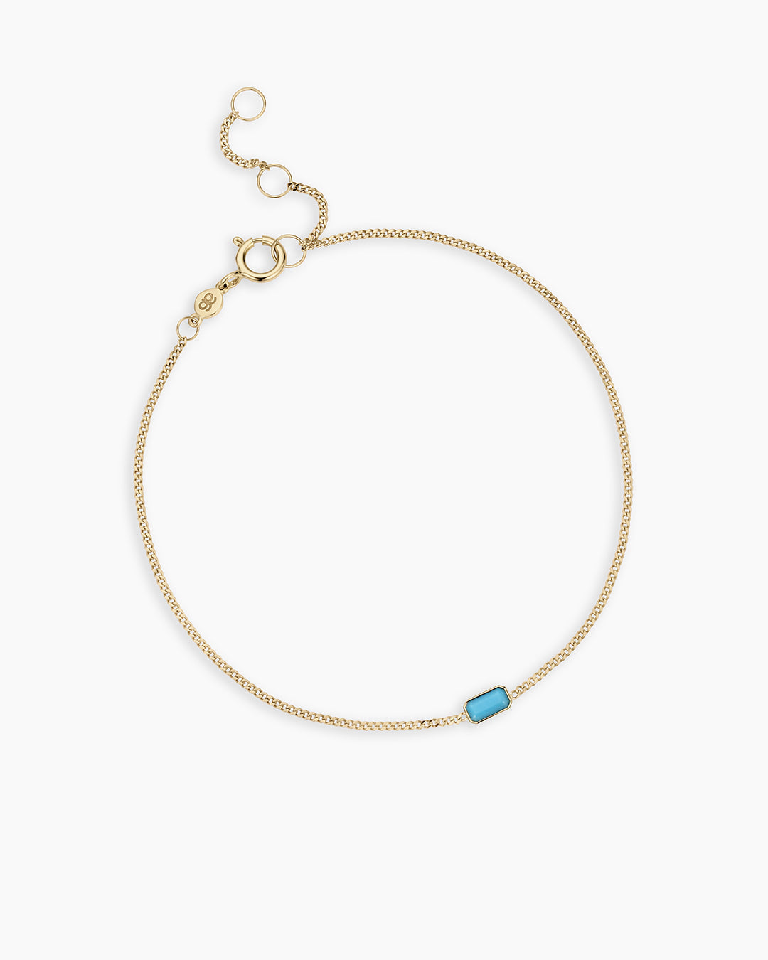 14K Gold Wilder Birthstone Bracelet || option::14K Solid Gold, Turquoise - December