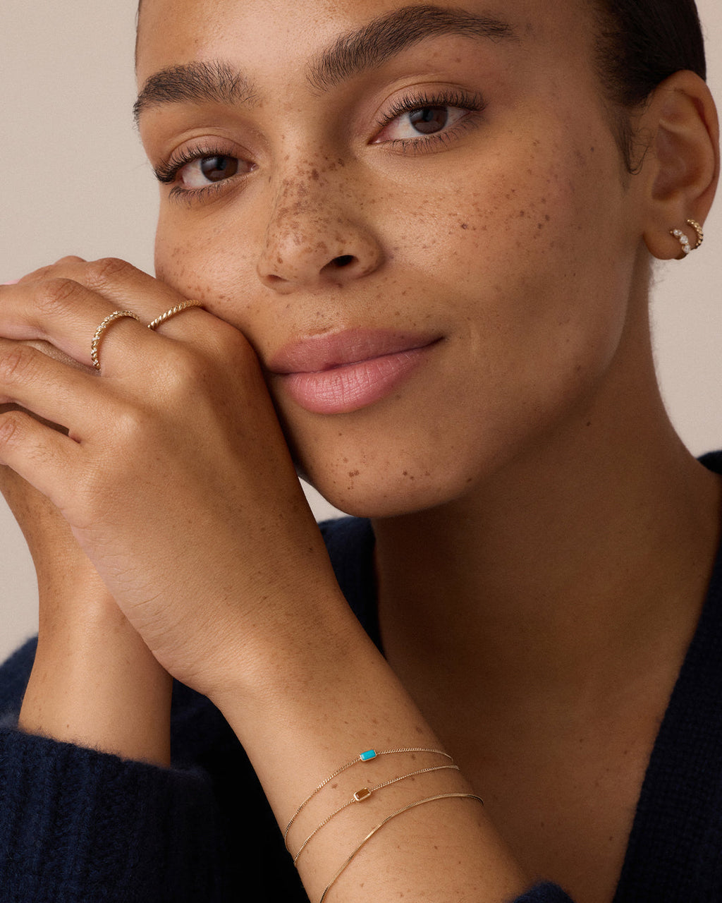 14K Gold Wilder Birthstone Bracelet || option::14K Solid Gold, Turquoise - December