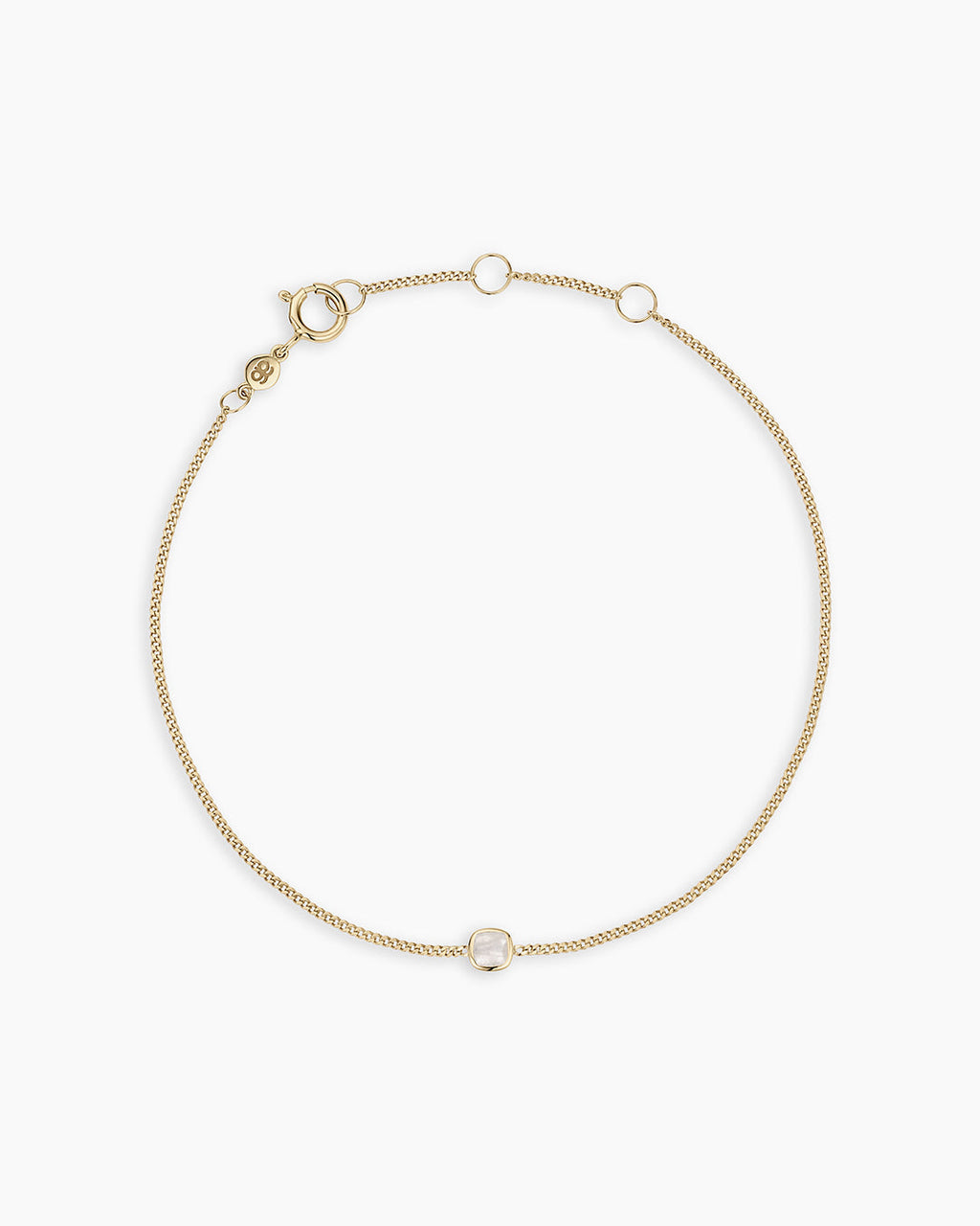 14K Gold Wilder Birthstone Bracelet || option::14K Solid Gold, Moonstone - June