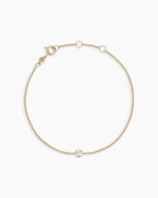 14K Gold Wilder Birthstone Bracelet || option::14K Solid Gold, Moonstone - June