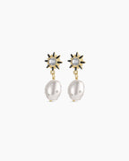 Vintage Shimmer Pearl Drop Earrings || option::18K Gold Plated