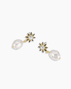 Vintage Shimmer Pearl Drop Earrings || option::18K Gold Plated