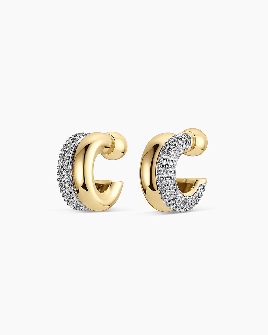 Lou Shimmer Stacked Huggies || option::18K Gold Plated