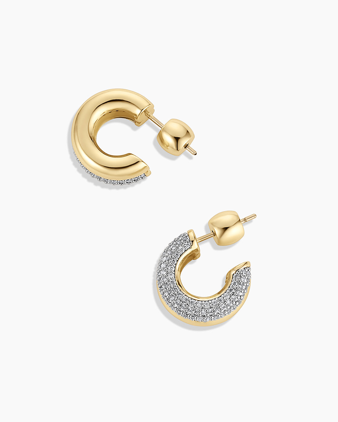 Lou Shimmer Stacked Huggies || option::18K Gold Plated